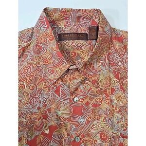 TORI RICHARD Honolulu Men's Floral Design Short Sleeve Shirt Size Large